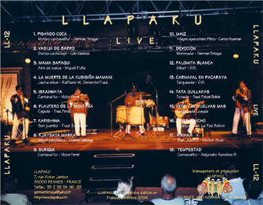 CD jaquette Llapaku live